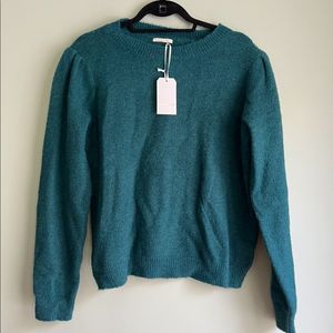 Puff Sleeve Teal Cozy Sweater